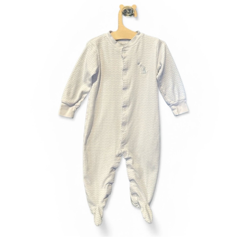 Babycottons Baby Blue Footed One-Piece Sleeper - Soft Pima Cotton